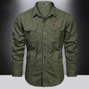 2024 Spring Cotton Cargo Shirt for Men Long Sleeve Multi-Pocket Shirts Outdoor Casual Colthing High Quality Militar Overshirt