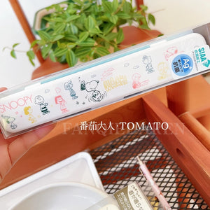 Japanese Snoopy Cartoon Outdoor Portable Chopsticks+Spoon+Fork Set with Storage Box Kawaii Anime Toy for Girls Birthday Gifts