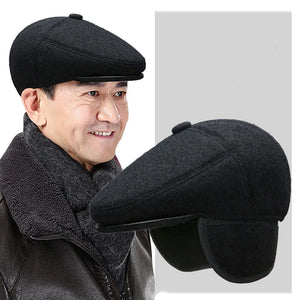 Middle-aged Elderly Duck Tongue Hat Men Winter Grandfather Man Gift Hat Dad With Ears Warm Forward Duck Tongue Cap Free Shipping