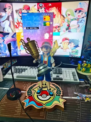 2024 New 28cm Pokemon Pikachu Champion Ash Ketchum Model Cartoon Characters Around Pvc Collection Model Desktop Ornaments Gifts