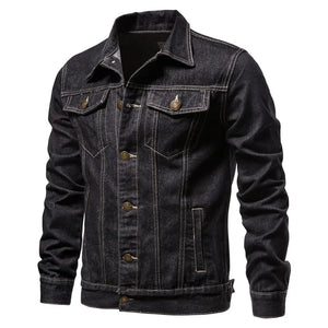 Spring Men Solid Lapel Denim Jackets