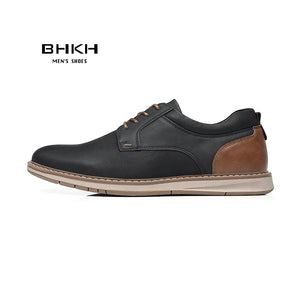 BHKH New Shoes For Men 2024 Spring/Summer Pu Leather Breathable Casual Shoes Lace up Office Style Business Men's Sneaker Zapatil