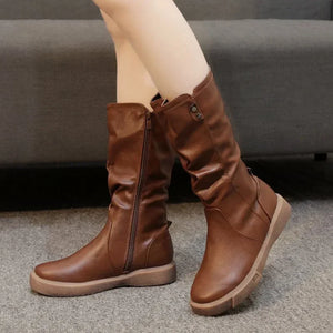 Women Thigh High Boots Women Modern Boots Zippers Outdoor Female Casual Platform Shoes Ladies Leather Long Boots Botines Mujer