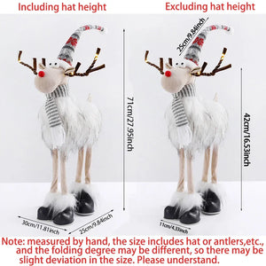 Christmas Large Standing Elk Plush Doll With LED  Lights Navidad Figurine Reindeer Ornaments For Xmas Kid Gift Home Decorations