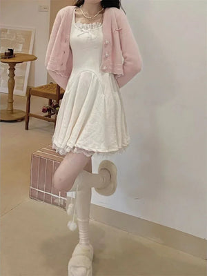 Coquette Y2k Knitted Kawaii Lace Dress