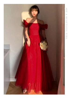 Prom Dresses for Women Vestidos Princess Style A-line Retro Long Skirt Elegant Ladies Banquet Gown Clothing Women's Party Dress