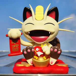 35cm Spot Pokémon Anime Figure Lucky Meow Gk Pokemon Vinyl Model Statue Lucky Cat Desktop Porch Ornaments Doll Toy Birthday Gift