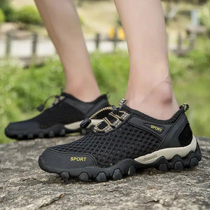 Men Casual Tennis Sneakers Summer Fashion Breathable Mesh Shoes Mens Non-Slip Hiking Shoes Sneaker for Men Climbing Trekking