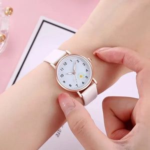 New Korean Women's Watch Fashion Glow Quartz Watch Minimalist Retro Daisy Student Wristwatch 손목시계 여성시계 Relojes Para Damas Reloj