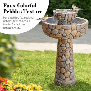 Outdoor Water Fountain Outdoor Waterfall with Birds Decor Freestanding Patio Water Pump, 24.41”H Fountains