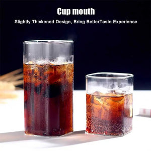 Creative Square Glass Cup Transparent Cold Drink Borosilicate Glass Cup Large Capacity Milk Coffee Tea Glass Juice Beer Cup