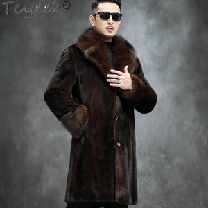 Tcyeek Winter High Quality Real Fur Jacket Men Clothes Fashion Mid-long Natural Whole Mink Fur Coat Male Chaquetas Hombre Luxury