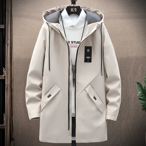 2023 Spring and Autumn New Classic Fashion In The Long Waterproof Coat Men Casual Loose Comfortable High Quality Trench Coat