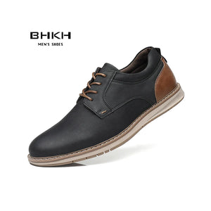 BHKH New Shoes For Men 2024 Spring/Summer Pu Leather Breathable Casual Shoes Lace up Office Style Business Men's Sneaker Zapatil