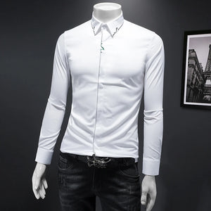 2022 Autumn Winter Luxury Elegant Trendy Men's Casual Fashion Shirts New Embroidery Long Sleeve Blouse Cool Clothes