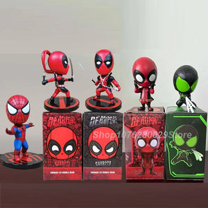 Super Hero Spiderman Deadpool Gesturing Version Deadpool Double Blade Version Action Figure Model Wacky Wobbler Bobble Head Doll