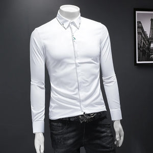 2022 Autumn Winter Luxury Elegant Trendy Men's Casual Fashion Shirts New Embroidery Long Sleeve Blouse Cool Clothes