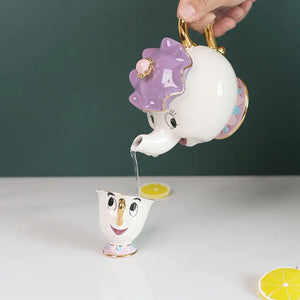 Disney Teapot Cartoon Beauty And The Beast Coffee Pots Mug Mrs Potts Chip Cup Tea Cup Pots One Tea Sets Droshipping Cute Gifts