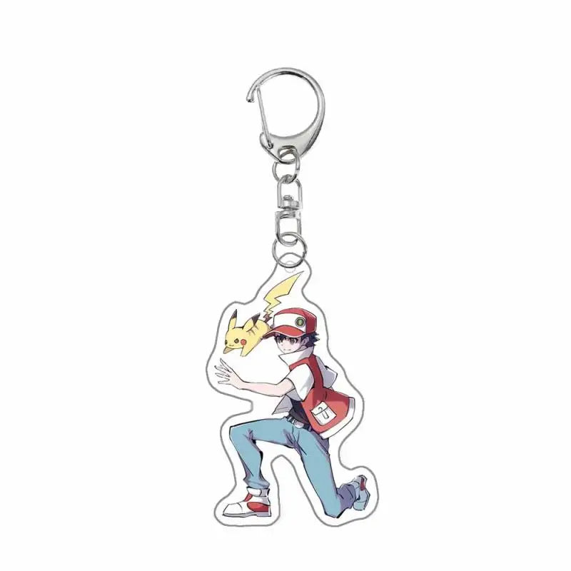 Pokemon Anime Key Chain Eevee Charmander Piplup Lyra Belibolt Sprigatito Rosa Lillie Red Acrylic Keychain Pendant Decoration