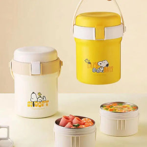 1.6/2L Kawaii Snoopy 316 Stainless Steel Layered Insulated Bento Box Students Office Workers Portable Large-Capacity Lunch Box