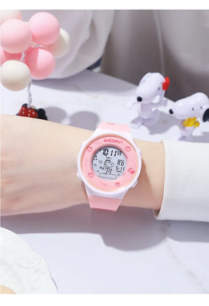 Genuine Snoopy Luminous Electronic Watch School Girls Sports Student Electronic Watch Birthday Gift