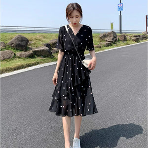 Black Clothing Chiffon Female Dresses 2024 Midi Satin Silk Women's Dress Chic and Elegant Pretty One-piece New in Promotion Y2k