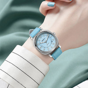 BERNY Mechanical Watch for Women Self-wind Pillow Cushion Sapphire Super Luminous Wristwatch Canvas Calendar Watch for Ladies