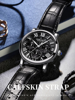 Men Watches High Quality Leather Casual Quartz Wristwatches Waterproof Business Fashion Men Chronograph Watch 2023 reloj hombre