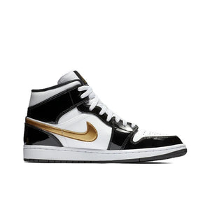 Original Air Jordan 1 Mid SE Leather Shock-absorbing Retro Basketball Shoes Men's Black Gold Version 2023 sneakers 852542-007