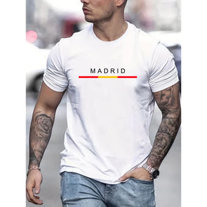 2024 Summer New Luxury 100% Cotton High Quality madrid Print Couple Tees Summer Harajuku For Men/Women Short Sleeve T-shirt