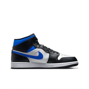 Jordan Air Jordan 1 Mid "White Royal" Retro Basketball Shoes Men's black and blue and White Sneakers 554724-140