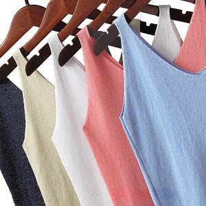 2024 Y2k Knit vest Camisole Crop Top for Women Sweater vests for Women Lurex Sexy V-Neck Tops Women's vest Summer outerwears