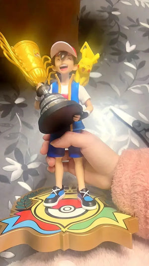 2024 New 28cm Pokemon Pikachu Champion Ash Ketchum Model Cartoon Characters Around Pvc Collection Model Desktop Ornaments Gifts