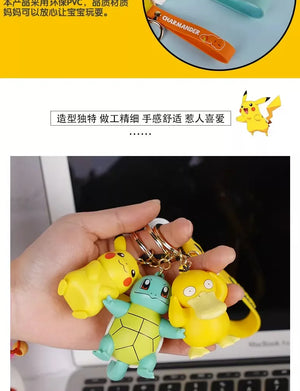 Pokemon Keychain Pikachu Bulbasaur Squirtle Jigglypuff Anime Action Figure Toys Pendant Charmander Psyduck Accessory Bag Keyring