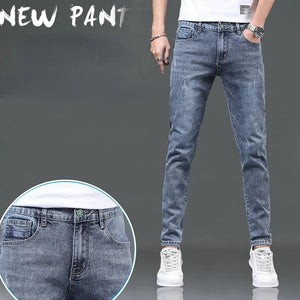 Spring Autumn Slim Blue Jeans Cheap Cowboy Wash Korean Style Teenagers Luxury Hip Hop Stylish Denim Fashion Skinny Trousers