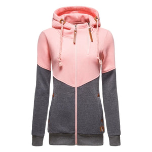 2021 New Spring Hoodied Sweatshirt Ladies Casual Patchwork Slim Womens Jackets Brand Warm Long Style Buttocks Hoodies Women