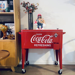 American Style Coca Cola Outdoor Insulated Car, Small Cart, Storage Box, Camping Hand Push Refrigerator, Snack Cabinet