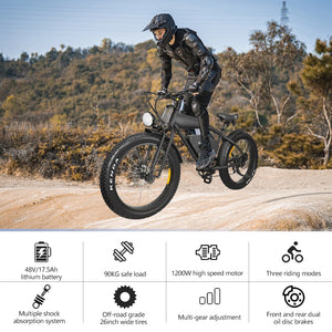 EU warehouse Hido B3 mountain electric bicycle 1200W motor 60km/h 60-80km, fat tires, fast delivery.