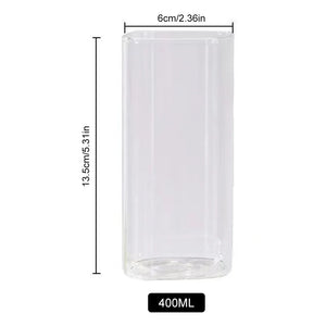 Home Glass Square Water Cup With Straw High Temperature Coffee Milk Cup Cold Drink Juice Cup Clear Sippy Cup With Lid