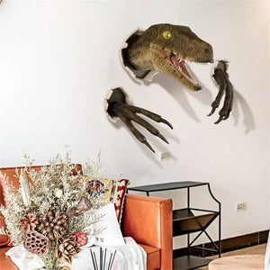 3D Dinosaur Wall Mounted Sculpture Wall Bursting Hanging Dinosaur Head Resin Dinosaur Head With Claws Home Decor #W0