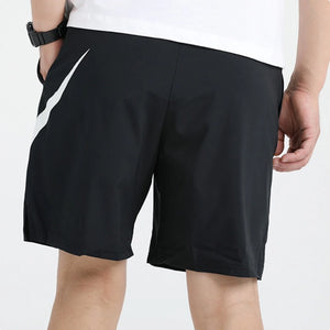 Original Nike Men's Quick Dry DRI-FIT Running Equipment Fitness  Sports SWOOSH Casual Black Shorts CZ6371-010