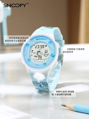 Genuine Snoopy Luminous Electronic Watch School Girls Sports Student Electronic Watch Birthday Gift