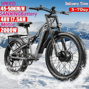 Shengmilo S600 Adult 2000W Electric Bicycle with Two Motors, 48V17.5AH 840WH Battery,26 Inch Wide Tyre  Men's E-Mountain bike