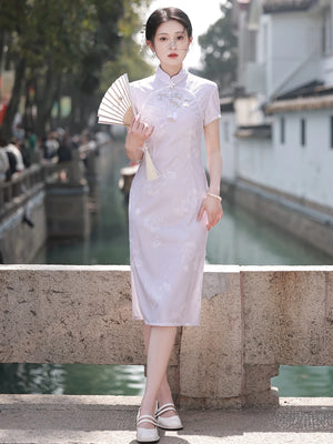 Young Gentle Elegant Lady Style Purple Graduation Cheongsam Spring and Summer New Daily Girls' Clothing Dress