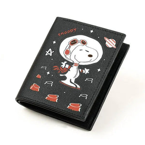 2022 Black Snoopy Cartoon Short/long Three-Fold Wallet Students Portable Coin Purse Kawaii Anime Toy for Kids Birthday Gifts