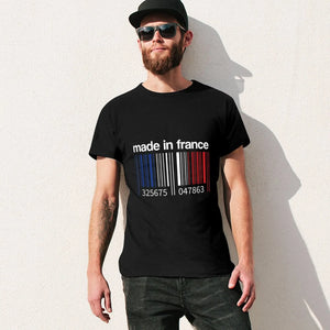 France Flag Barcode Made In France Paris French T-shirt anime Aesthetic clothing for a boy plain t shirts men