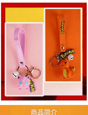 Pokemon Keychain Pikachu Bulbasaur Squirtle Jigglypuff Anime Action Figure Toys Pendant Charmander Psyduck Accessory Bag Keyring