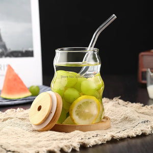 450ml Transparent Glass Cup with Reusable Straw Coke Cup  Water Juice Glass Beer Can Coffee Mug Drinkware Kitchen Accessories