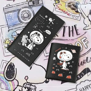 2022 Black Snoopy Cartoon Short/long Three-Fold Wallet Students Portable Coin Purse Kawaii Anime Toy for Kids Birthday Gifts