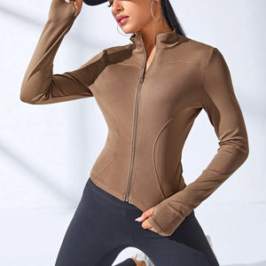 Slim Tracksuit Workout Top Female Training Jackets